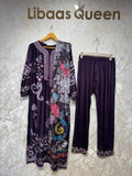 Ready To Wear Cream Wine Brown Black Rayon Satin Embroidery Kurti Pant With Dupatta