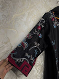 Ready To Wear Black And Orange Natural Crep Silk Embroidery Kurti Farshi Salwar With Dupatta