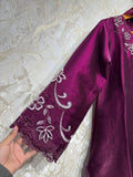 Ready To Wear Wine IMP Crunchy Silk Embroidery Kurti Palazo With Dupatta