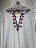 Ready To Wear White Black Rayon Satin Embroidery Kurti Palazo With Dupatta