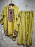 Ready To Wear Golden Yellow Crunchy Silk Kurti Farshi Salwar With Dupatta