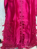 Ready To Wear Dark Pink Casio Chiffon Embroidery Kurti Pant With Dupatta