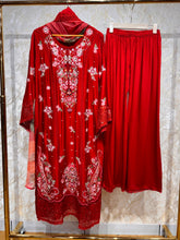 Ready To Wear Fanta Color White Black Rayon Satin Embroidery Kurti Plazo With Dupatta