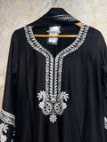 Ready To Wear Black Rayon Satin Embroidery Kurti Farshi Salwar With Dupatta