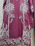 Ready To Wear Dark Rose Pink IMP Crunchy Silk Embroidery Kurti Palazo With Dupatta
