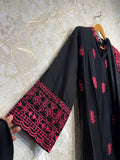 Ready To Wear Black Rayon Satin Embroidery Kurti Farshi Salwar With Dupatta
