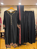 Ready To Wear White Black Brown Dusty Mauve Sage Green IMP Rayon Cotton Hand Work Kurti Palazo With Dupatta