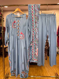 Ready To Wear Cream Sky Blue Wine Golden Dark Aqua Green IMP Rayon Cotton Kurti Palazo With Dupatta