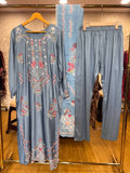 Ready To Wear Golden Sky Blue Wine Dark Aqua Green IMP Rayon Cotton Kurti Pant With Dupatta