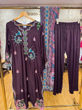 Ready To Wear Cream Sky Blue Wine Golden Dark Aqua Green IMP Rayon Cotton Kurti Palazo With Dupatta