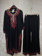 Ready To Wear Black And Pink Rayon Satin Embroidery Kurti Palazo With Dupatta