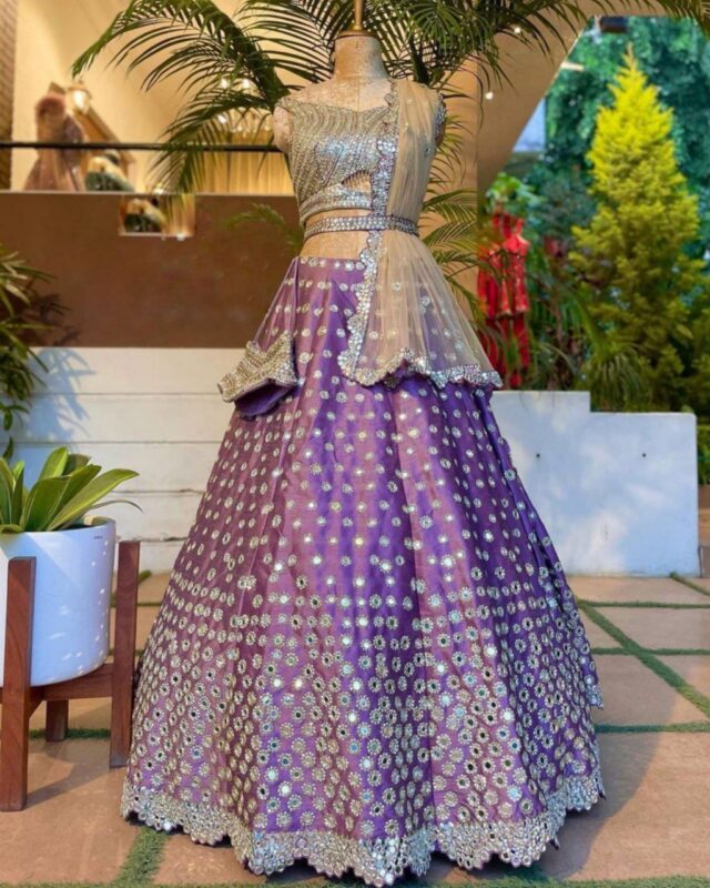 Beautiful Purple Phantom Silk Embroidery Work Lehenga Choli