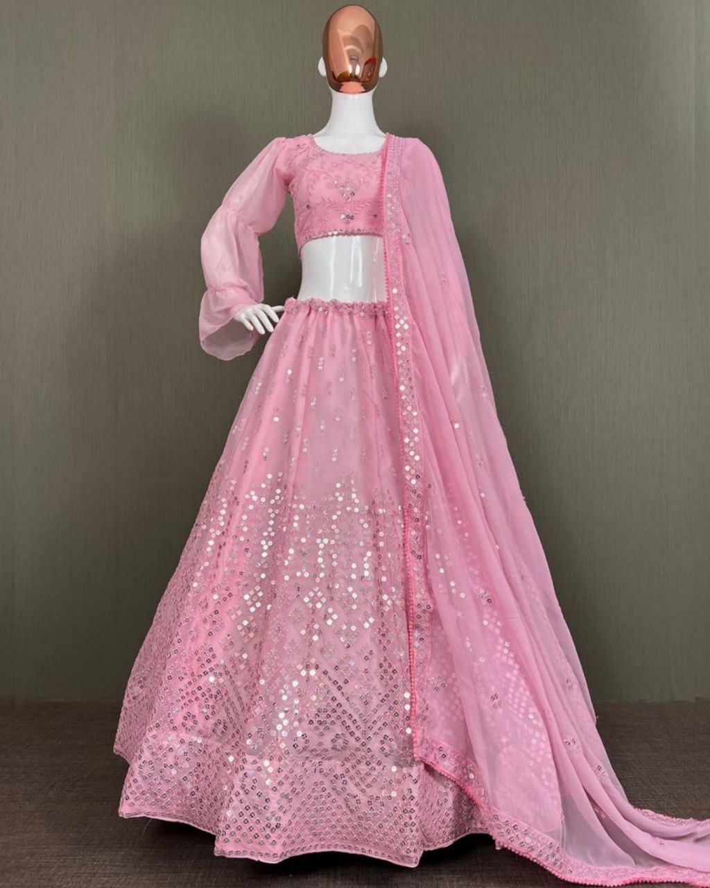 Ravishing Pink Georgette Silk Embroidery Work Lehenga Choli