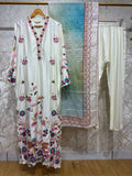 Ready To Wear Viral Long Kaftan Suit With Beautiful Embroidery Thread And Cut Work