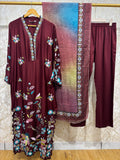 Ready To Wear Viral Long Kaftan Suit With Beautiful Embroidery Thread And Cut Work
