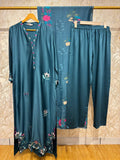 Ready To Wear Viral Long Kaftan Suit With Beautiful Embroidery Thread And Cut Work