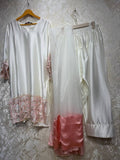 Ready To Wear White Natural Crep Silk Embroidery Kurti Farshi Salwar With Dupatta