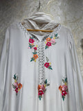 Ready To Wear White Rayon Satin Embroidery Kurti Pant With Dupatta