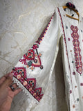 Ready To Wear White Rayon Satin Embroidery Kurti Palazo With Dupatta