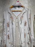 Ready To Wear White Wine Rayon Satin Embroidery Kurti Palazo With Dupatta