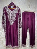Ready To Wear Falsa Rayon Satin Embroidery Kurti Palazo With Dupatta