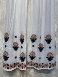 Ready To Wear White Brown Rayon Cotton Chikankari Kurti Palazo