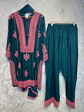 Ready To Wear Black Mustard Peacock Green Rayon Satin Embroidery Kurti Farshi Salwar With Dupatta