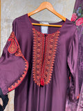 Ready To Wear Purple Cream Dark Aqua Green Maroon Rayon Satin Kurti Farshi Salwar With Dupatta