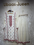 Ready To Wear White Rayon Satin Embroidery Kurti Palazo With Dupatta