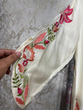 Ready To Wear Cream And Wine Rayon Satin Kurti Embroidery Pant With Dupatta