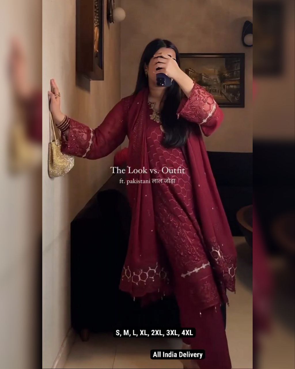 Ready To Wear Maroon Soft Georgette Embroidery Work Pakistani Suit With Dupatta