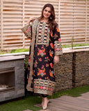 Exclusive Black & Green Chinon Silk Sequence Work Pakistani Suit With Dupatta