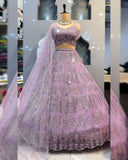 Ready To Wear Lavender & Sky Soft Georgette Embroidery Work Lehenga Choli With Dupatta