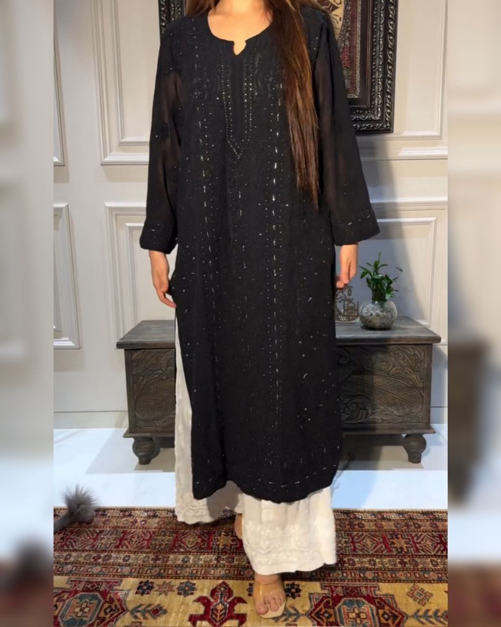 Ready To Wear Rayon Cotton Embroidery Work Palazo With Suit