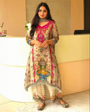 Ready To Wear Cream Chinon Silk Embroidery Work Pant Suit With Dupatta