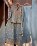 Ready To Wear Sky Georgette Silk Sequence Work Lehenga Choli With Dupatta