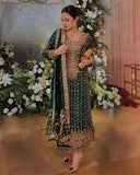 Ready To Wear Dark Green Jimmy Silk Embroidery Work Pakistani Suit With Dupatta