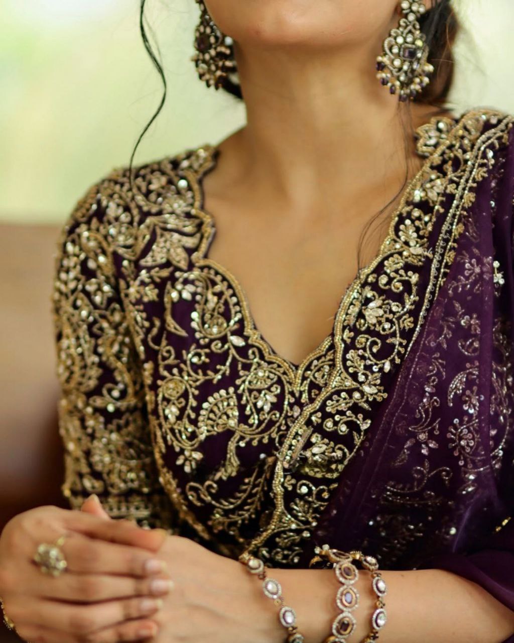 Ready To Wear Purple Organza Silk Embroidery Work Saree With Blouse