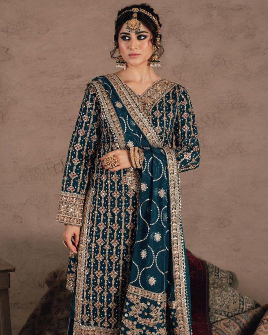 Ready To Wear Rama Pure Georgette Embroidery Work Palazo Suit With Dupatta