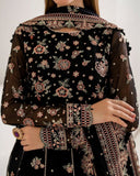 Ready To Wear Black Soft Georgette Embroidery Work Anarkali Suit With Dupatta