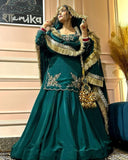 Ready To Wear Yellow & Green Silk Embroidery Work Sharara Suit With Dupatta