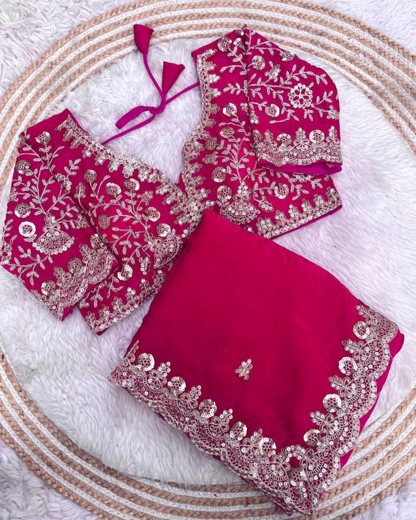 Ready To Wear Red , Pink , Maroon & Purple Silk Embroidery Work Saree With Blouse