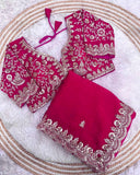 Ready To Wear Red , Pink , Maroon & Purple Silk Embroidery Work Saree With Blouse