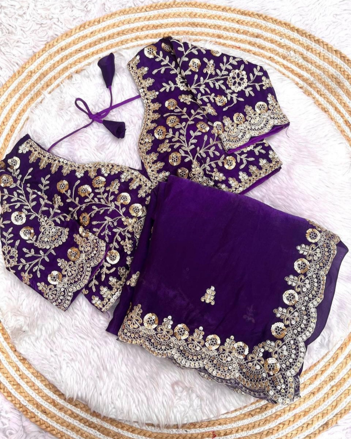 Ready To Wear Red , Pink , Maroon & Purple Silk Embroidery Work Saree With Blouse