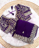 Ready To Wear Red , Pink , Maroon & Purple Silk Embroidery Work Saree With Blouse