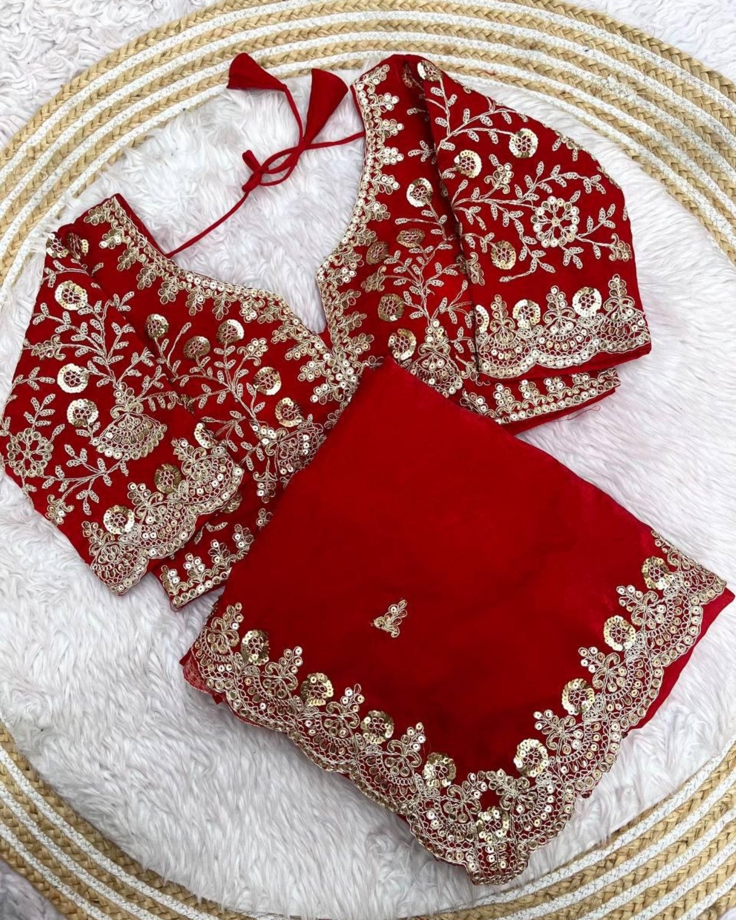 Ready To Wear Red , Pink , Maroon & Purple Silk Embroidery Work Saree With Blouse