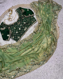 Ready To Wear Red , Blue , Green & Purple Silk Embroidery Work Saree With Blouse