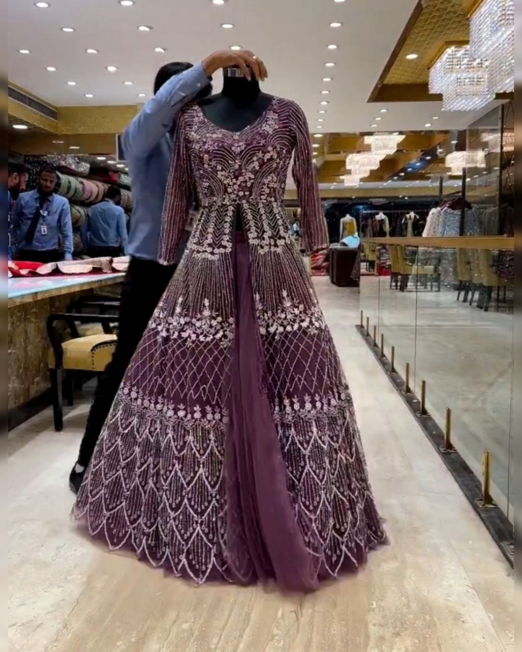 Ready To Wear Purple Soft Net Embroidery Work Lehenga Choli With Dupatta