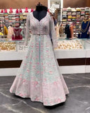 Ready To Wear Sky Soft Net Embroidery Work Lehenga Choli With Dupatta