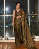 Ready To Wear Copper Golden Pure Silk Embroidery Work Saree With Blouse